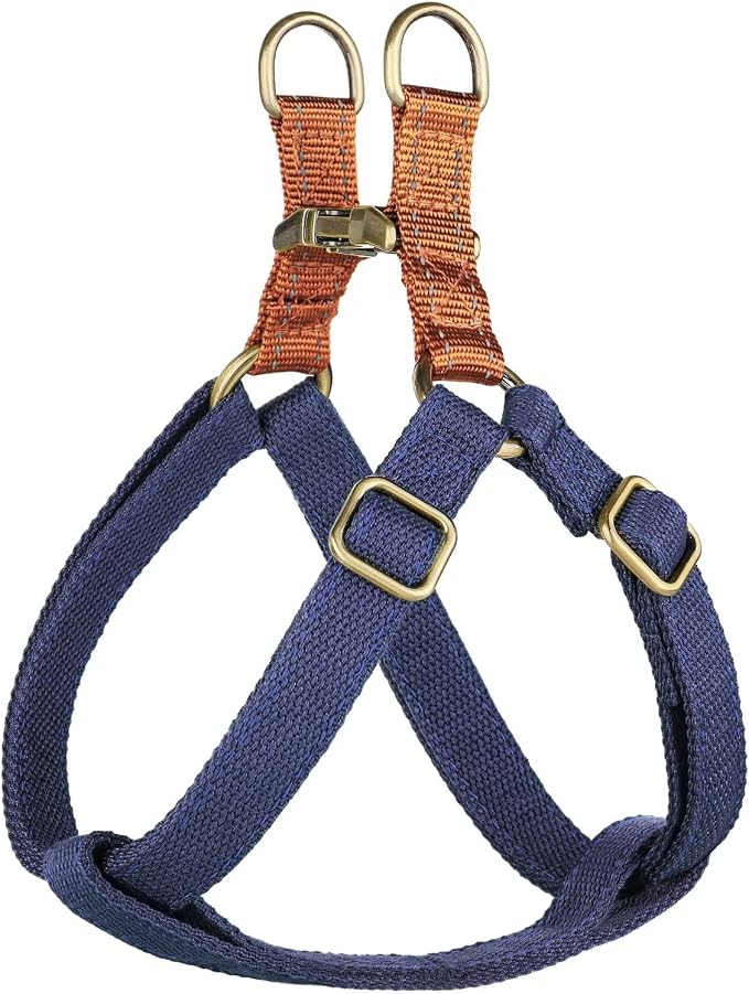 Step in Dog Harnes for Medium Dogs, Dark Blue, M, Chest 19-28" | Freedom Nylon Dog Halter Vests with Metal Buckles, Easy On and Off, Adjustable Straps, Escape-Proof, Easy Walking Training by Didog
