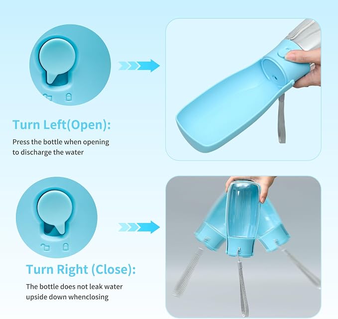Portable Dog Water Bottle 19oz Blue | Foldable pet water dispenser, food grade plastic, ease to use for outdoor walking, hiking, travel - Image 5