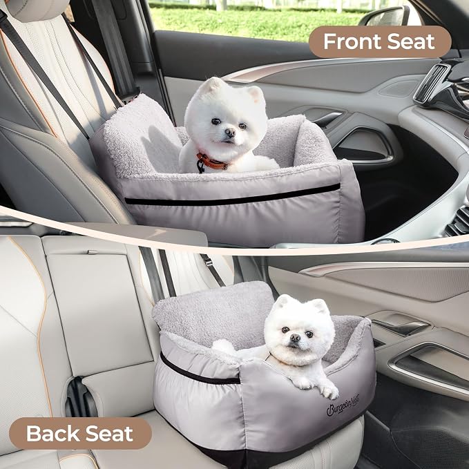 BurgeonNest Dog Car Seat for Small Dogs & Cats Under 25 lbs, Black Grey - Image 3