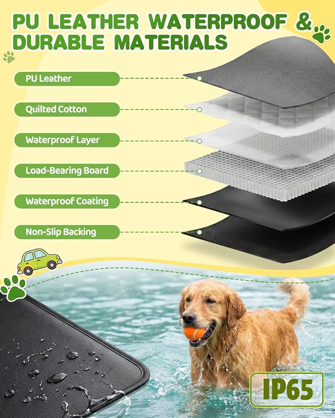Victoper Dog Car Seat Cover, 600D Heavy Dute Car Seat Cover for Dogs Pets,100% Waterproof Anti-Scratch Nonslip Dog Hammock for Cars, Hard Bottom Seat Covers Protector for Sedan SUV Truck PU Leather - Image 7