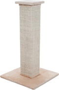 Cat Scratching Post with Carpeted Base - 27.75-Inch Sisal Burlap Fabric Scratcher - Furniture Scratching Deterrent for Indoor Cats by PETMAKER (Beige) by PETMAKER