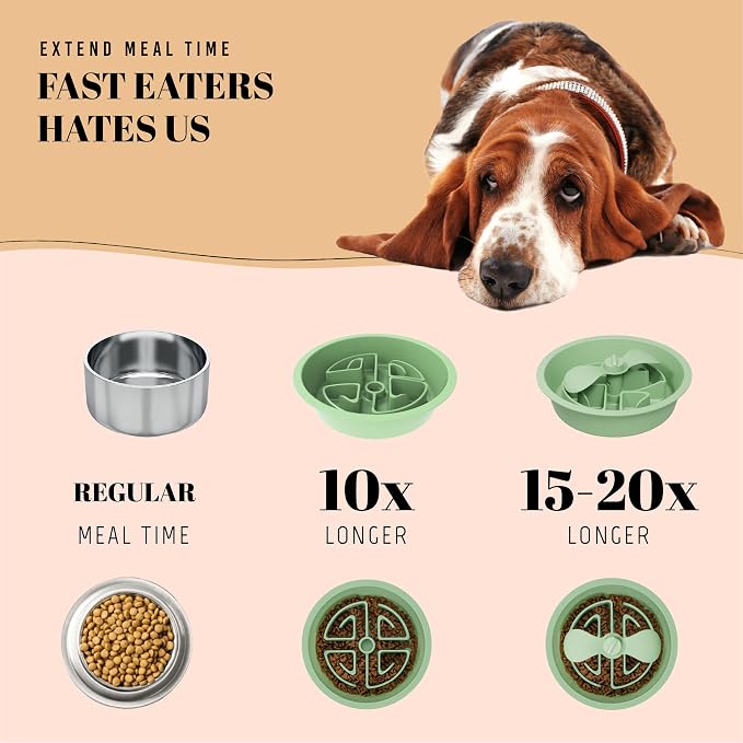 AVERYDAY Slow Feeder Dog Bowls for Large Breed, 2.5 Cups Deep Food Puzzle Bowl with Spinning Slow Feeder Insert, Non-Slip Bottom, Fits for Raised Stand, Hard Maze Design for Medium and Large Dogs - Image 5