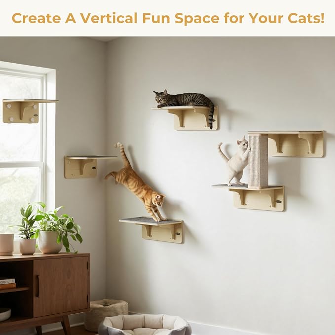 Pecute 2-in-1 Cat Window Perch & Wall Shelves, Cat Hammock Window 16"x10" | Solid Wood Frame, Strong Suction Cups, Washable Cover Mat, Window Bed for Kitten, Indoor Cats, Window Seat for Birds Watching - Image 8