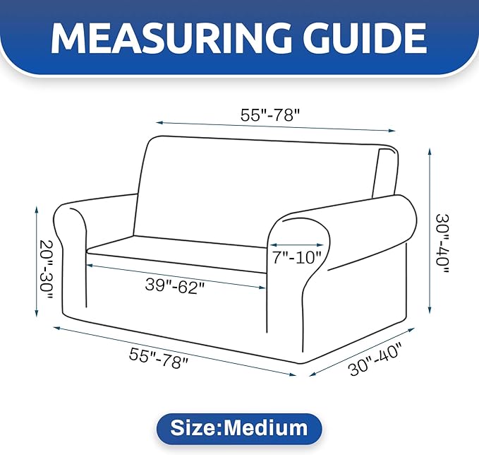 KEKUOU Stretch Loveseat Couch Cover, 2 Cushion Couch Slipcover,Beige | 1-Piece Washable Sofa Cover Pet Friendly (55"-78") Furniture Protector Soft Jacquard, Elastic Bottom for Dogs & Kids - Image 4