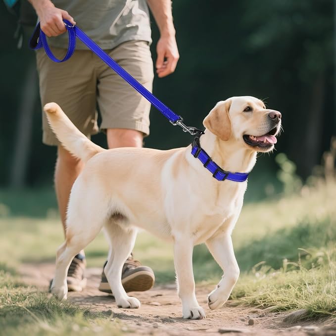 Joytale Reflective Dog Collar, Adjustable Neoprene Padded, Navy Blue XL | Breathable Nylon for Large Breeds, No Chafing on Hikes and Outdoor Use, Tear-Resistant Webbing, Metal D-Ring, Night Safety - Image 6