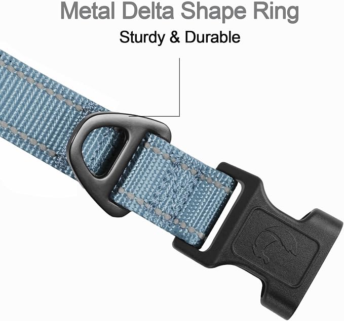 Joytale Reflective Dog Collar, Adjustable Neoprene Padded, Gray S | Breathable Nylon for Small Dogs, No Chafing on Daily Walks and Training, Gentle on Neck, Secure Metal D-Ring, Night Safety - Image 3