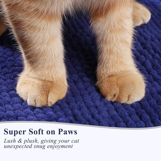 VIVAGLORY Cat Litter Mat Softgrip Litter Trapping Mat, 31"× 20", Navy Blue | Litterbox Rug Box Catcher for Indoor & Floor, Easy Clean Washable Less-Mess Waterproof for Cat - Image 3