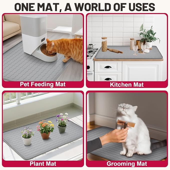 Cat Litter Mat, 34"x22" Waterproof Silicone Pad, Pink | Large Size, Urine-Proof Pad, Litter-Trapping Waves, Non-Slip, Easy Clean, Paw-Safe, for Litter Box, Floor Mat - Image 7