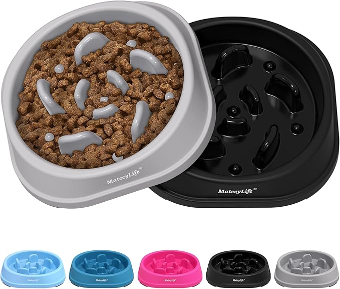 MateeyLife 2-Pack Slow Feeder Dog Bowls, 1 Cup, Dog Puzzle Feeder Bowl | Food-contact safe, dishwasher safe, non-slip base, maze design, for fast eaters, for dogs and cats, daily mealtimes by MateeyLife