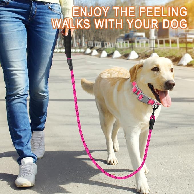 BARKBAY Dog Leashes for Large Dogs Heavy Duty Dog Leash 2 Pack 5 FT with Comfortable Padded Handle Highly Reflective Threads for Medium Large Dogs Walking Training Running (5FT-1/2,Fushcia+Black) - Image 7
