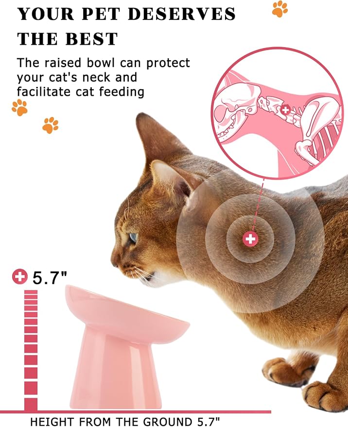 Y YHY 6 Inch Slow Feeder Bowl, Elevated Dog & Cat Bowl, Ceramic, Anti Vomiting, Pink - Image 4