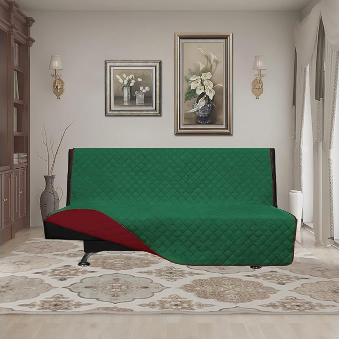 Easy-Going Reversible Couch Cover, Large Futon Sofa, Green/Christmas Red | Machine Washable Slipcover For Dogs, Water Resistant Furniture Mat For Living Room, Non-Slip Sofa Cover, Pet Friendly - Image 2