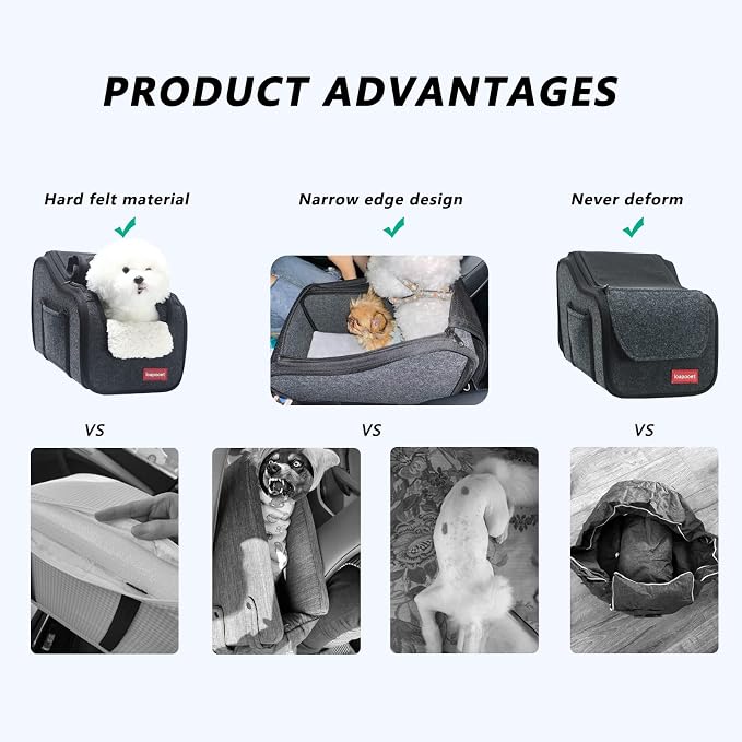 Center Console Small Dog Car Seat,Portable Pet Cat Puppy Booster Armrest Carseat Up to 11lbs,Equipped with a Breathable Protective Cover Net to Prevent Escape with Washable Fluffy Cushion and Pillow - Image 7