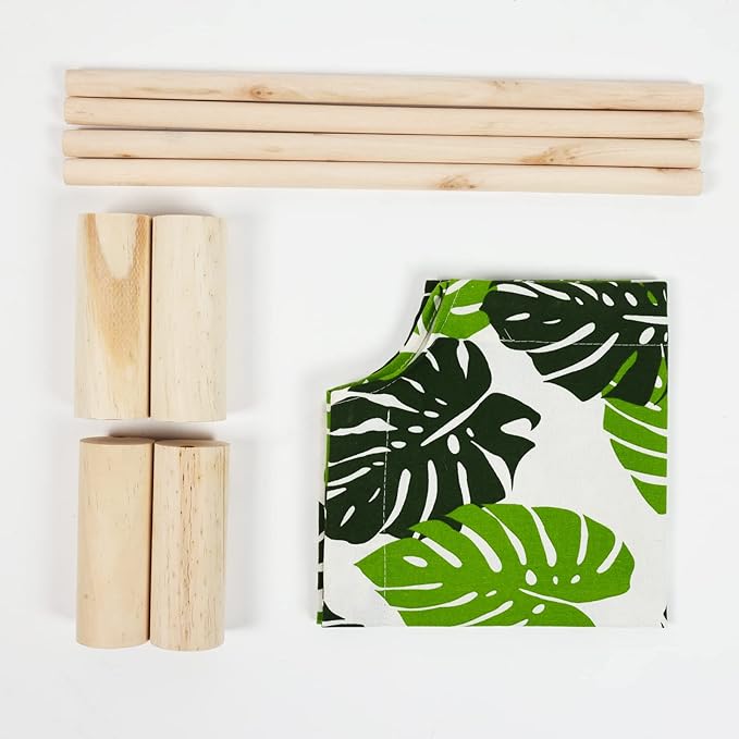Patas Lague Cat Hammock Bed Small Eleveted Dog Bed 19x19 in Monstera Leaf | Brethable Wooden Pet Bed, Cooling Rabbit Cot, Outdoor Cat Furniture For Summer - Image 5