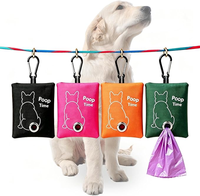 Rose Pink Doggy Poop Bag Holder Poop Bag Carrier (Rose pink) | Carabiner Clip, Easy Bag Dispensing, Leash Attachable, Funny Design - Image 5