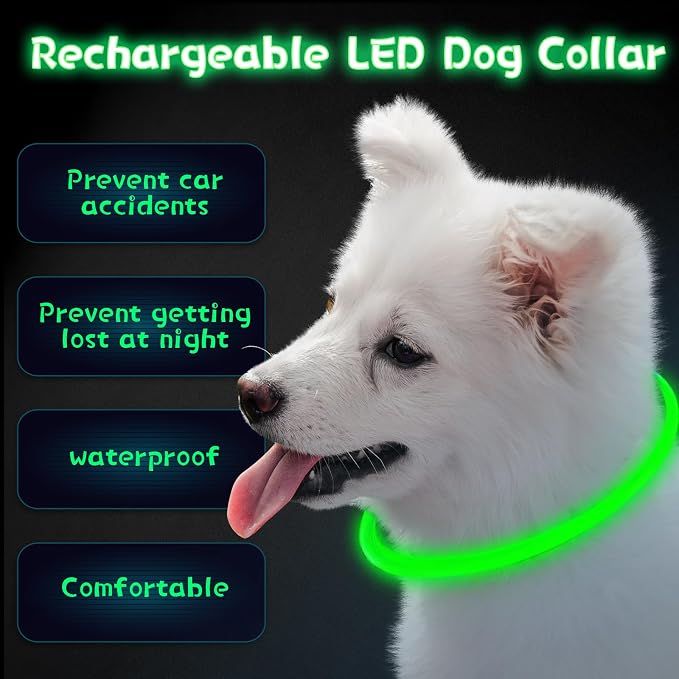 Weewooday 3 Pcs Light up Dog Collars USB Rechargeable LED | USB Waterproof Glow Collar, Adjustable Lighted Necklace for Night Walking, Fits Large Medium Small Dogs, High Visibility - Image 5
