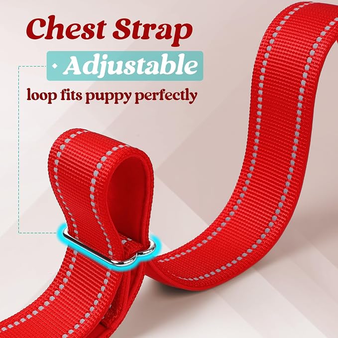 rabbitgoo Dog Harness No Pull, Quick Fit for Large Dogs with Soft Padded Handle, Chest Adjustable Reflective Pet Vest, No Choke Escape Proof for Walking Training, Red L - Image 7