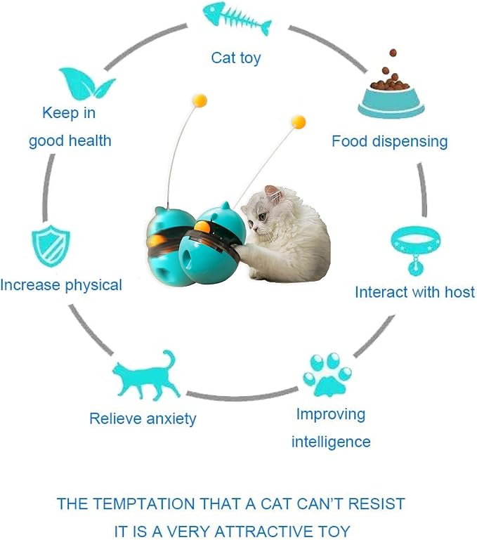 Cat Treat Dispenser Tumbler Interactive Puzzle Feeder, Cat Snacks Temptations Ball Food Puzzle Toy - Image 5