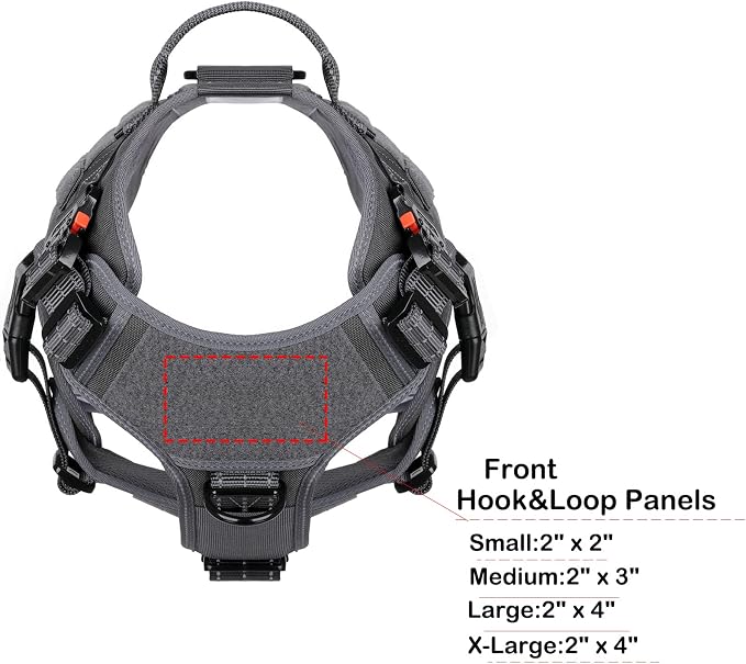ICEFANG Tactical Dog Harness for X-Large Dogs,Reflective No Pull Dog Vest | with Control Handle,Adjustable,Front Hook,2 Leash Clips,Soft Padded,MOLLE Panel,Grey,X-Large - Image 4