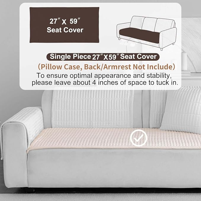 Velvet Washable Dog Couch Cover, Non-Slip Waterproof Pet Sofa Protector for2-Cushion Sectional, L-Shaped Sofa & Loveseat, Machine Washable(1PC/27.6"x59.1",White) - Image 2