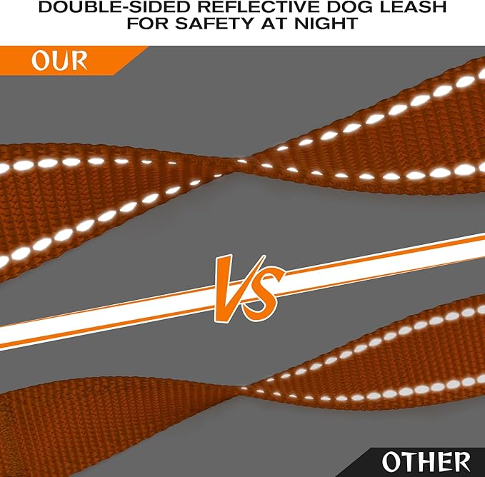 Joytale Dog Leash for Large Dogs that Pull, Double Handle, 5FT, Orange | Traffic Handle for Control, Padded Handle Reduces Hand Strain, Reflective Stitching for Night Safety, Strong Nylon Webbing - Image 5