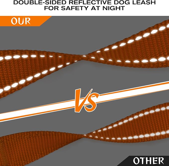 Joytale Dog Leash for Large Dogs that Pull, Double Handle, 6FT, Orange | Traffic Handle for Control, Padded Handle Reduces Hand Strain, Reflective Stitching for Night Safety, Strong Nylon Webbing - Image 5
