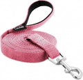 Long Line Dog Training Leash with Padded Handle, 20 ft, Pink | Durable nylon webbing with reinforced stitching and 360° swivel clip for recall and obedience by Loutep