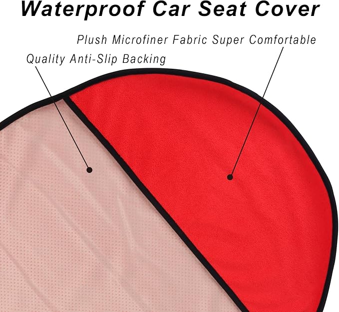 Car Seat Cover Protector Front Seats,for Gym Workout,Running,Swimming,Beach and Hiking,Waterproof Sweat Towel Bucket Seat Covers for Cars SUV Trucks (Red, 2Pcs) - Image 5