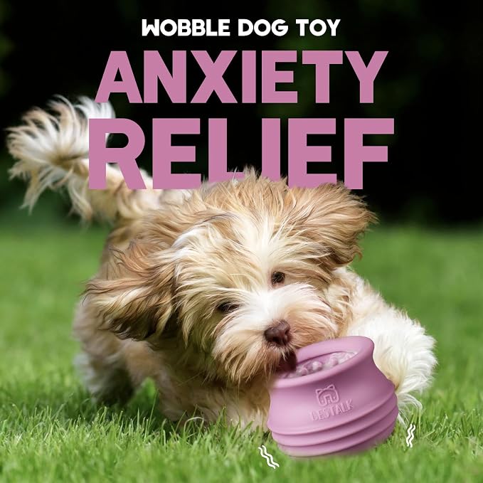 Dog Enrichment Treat Toy, Long-Lasting Wobbly Interactive Freeze Lick Toys for Dogs, Stuffable Puzzle Feeder Toy for Boredom, Silicone Treat Dispensing Chew Toy (Pastel Purple,L) - Image 2