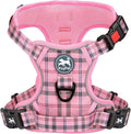 PoyPet Plaid Dog Harness Large, No Pull Vest with Front Clip & Neck Buckle | Padded Handle, Reflective, No Choke, Lockable, 2 Leash Rings, Full Adjustable, for Training Walking, XL, Checkered Pink by PoyPet
