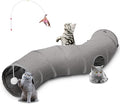 Ownpets S-Shape Cat Tunnel Toy 48"L x 10"D, for Cats, Puppies & Small Pets | Collapsible for storage, tear-resistant oxford fabric, connects to other tunnel, with peek hole, feather wand, indoor/outdoor by Ownpets