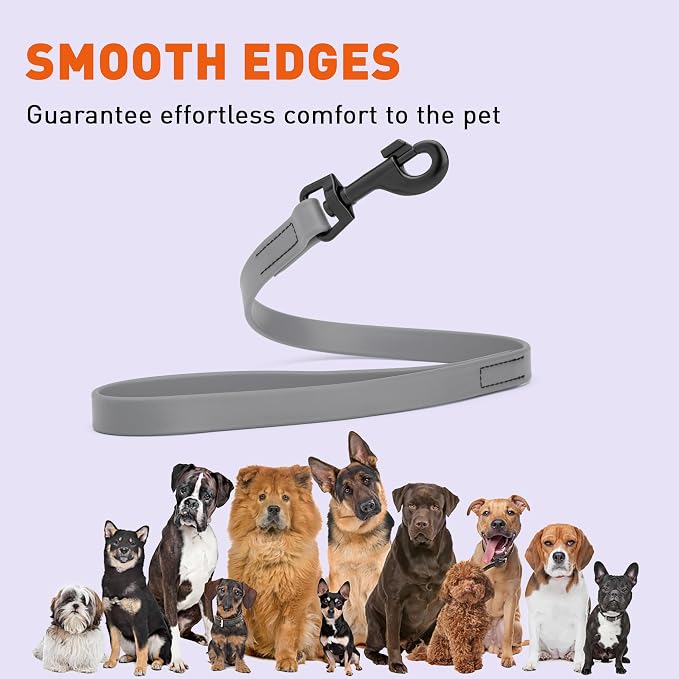 Dogline Biothane Waterproof Dog Leash Strong Coated Nylon Webbing with Black Hardware Odor-Proof Easy to Clean High Performance for Small or Large Dogs Made in USA 2 ft Lead, Battleship Gray - Image 8