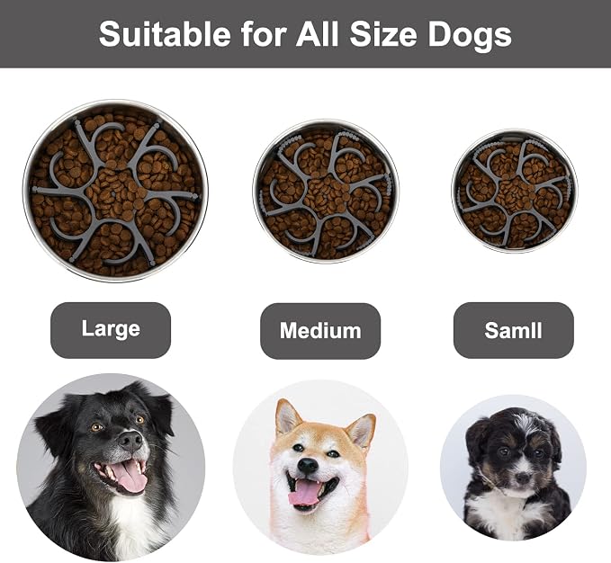 Dog Slow Feeder Bowls Silicone Spiral Pet Food Feeder Insert to Slow Eating | Durable Non-skid Compatible with Stainless Steel, Glass & Ceramic Slow Feeder Dog Bowls for Small Medium Large Breed Dogs - Image 4