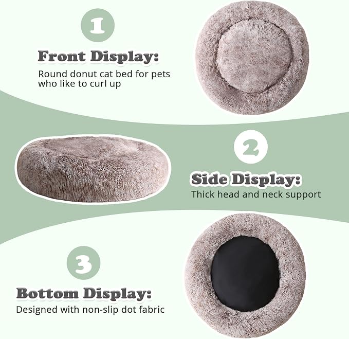 JOLLYVOGUE Dog & Cat Bed, Calming Anti-Anxiety Pet Bed for Small Dogs, Fluffy Donut Cushion for Small and Medium Pets (20") - Image 4