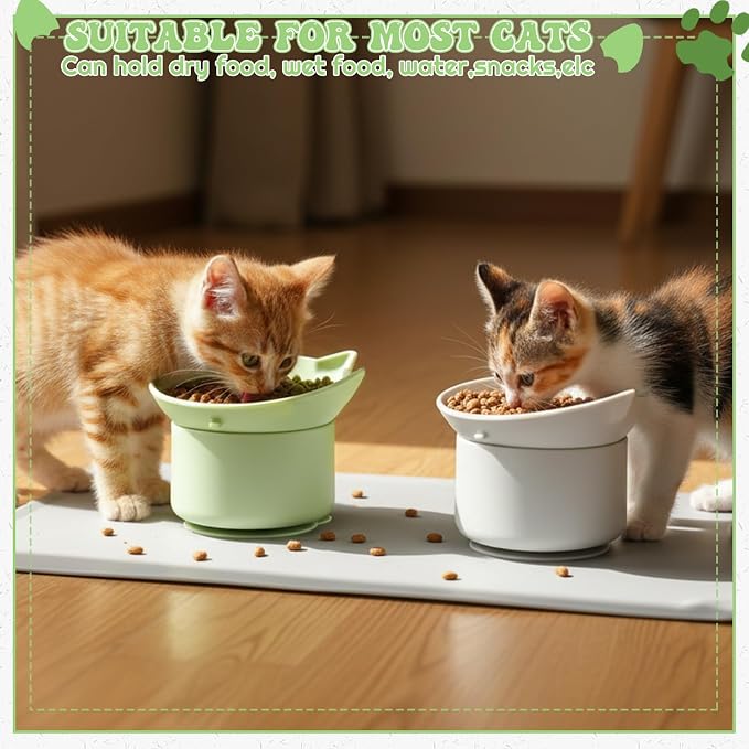 2Pack Slow Feeder Cat Bowls Silicone Tilted Raised Pet Bowl | Non Slip Base for Digestion Anti Vomit - Image 2