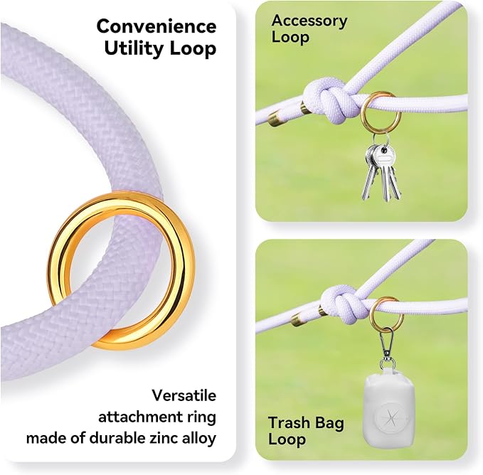5FT Dog Leash Puppy Cat Rope Lead for Small Medium Large Dogs | Light Purple, with Anti-tangle Swivel Clip, Comfortable Non-slip Grip Handle, Ideal for Daily Walks and Training - Image 6