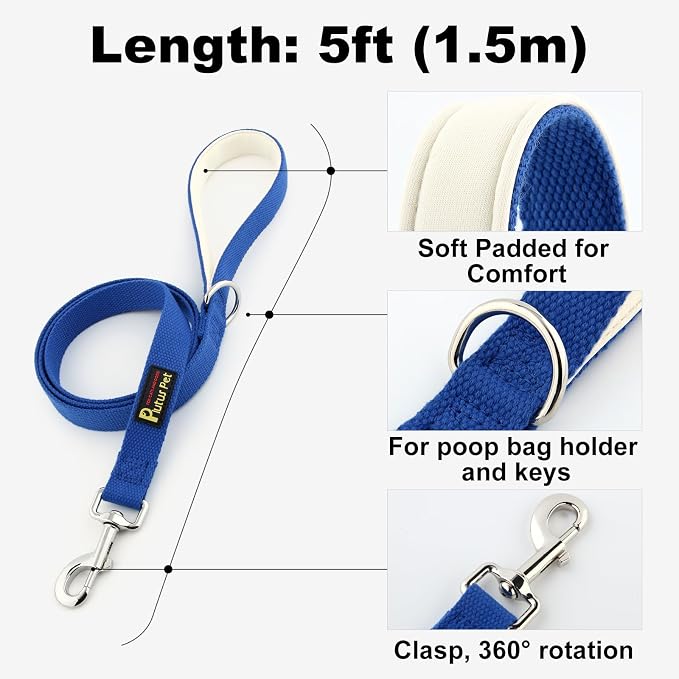 Plutus Pet Cotton Dog Harness and Leash Set, Reflective and Soft Padded, Quick Fit Vest Harness, for Small, Medium and Large Dogs, Royal Blue, XS - Image 5