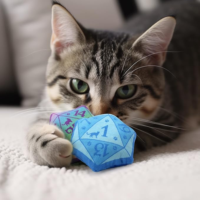 CiyvoLyeen Plush D20 Dice Catnip Toys for Indoor Cats 5 Pack | Interactive D20 Cat Chew Toys, Boredom Relief, Soft Durable Plush with Catnip, Tabletop RPG Inspired DND Gift for Cat Lovers - Image 9