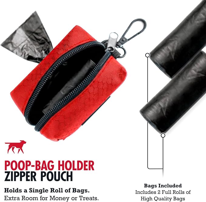 Tuff Pupper Dog Poop Bag Holder | Works with Any Dog Leash | Zippered Waste Bag Dispenser | Waterproof with Rust-Proof Clip | Convenient Lightweight Design | Includes 2 Rolls of Leak-Proof Bags - Image 6