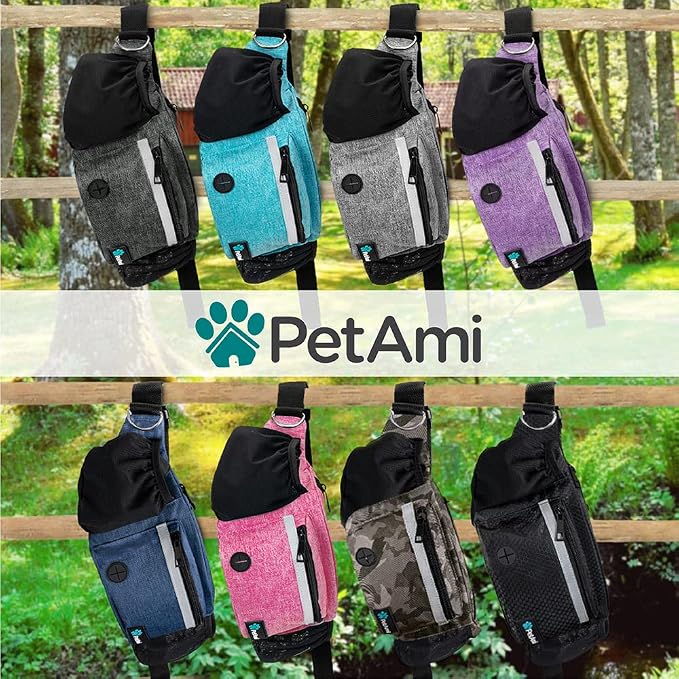PetAmi Dog Fanny Pack, Treat Pouch for Dog Walking Training, Dark Gray | Built in Poop Bag Dispenser, Water Bottle Holder, Collapsible Bowl, Pet Treat Waist Belt for Hiking Running Kibbles - Image 7