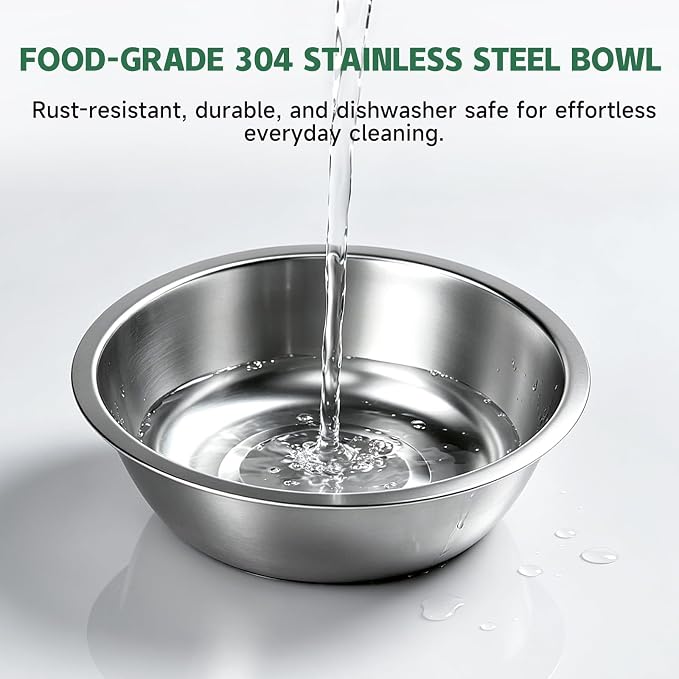 Elevated Tilted Cat Food Bowls with Mat, 304 Stainless Steel 2 Water Bowls1 | 15° tilted elevated cat feeder anti-vomiting, reduces whisker fatigue; 2 detachable stainless bowls fit cats & small dogs - Image 5