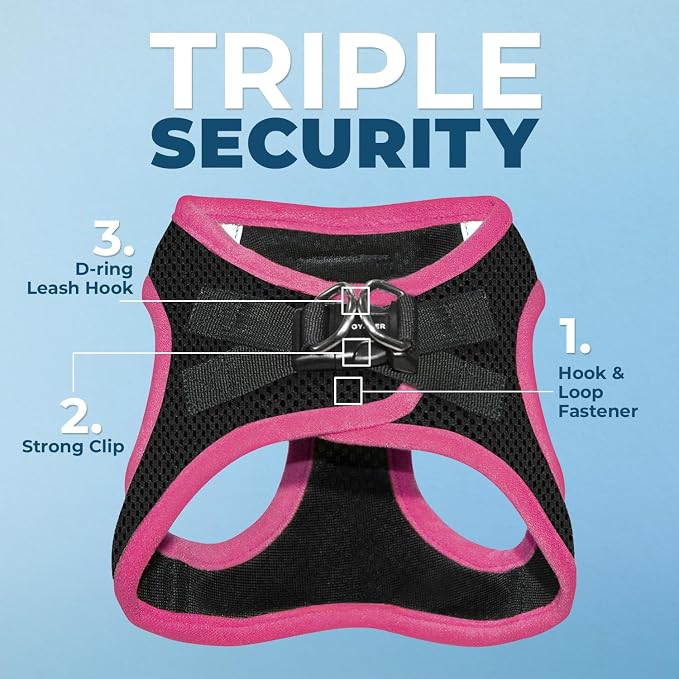 Voyager Step-in Air Dog Vest Harness - Black/Pink Trim, Small | 14.5-16" in Chest, Reflective Bands, All Weather Breathable Air Mesh, Cats Compatible, Lightweight, Fast Drying - Image 2