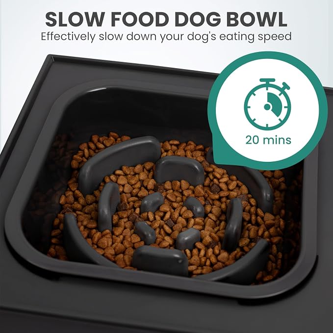 Niubya Elevated Dog Bowls, with Slow Feeder Bowl and Stainless Steel Dog Food Bowl, Raised Dog Bowls Adjusts to 5 Heights (3.15", 8.66", 9.84",11.02", 12.2") for Small Medium and Large Dogs - Image 4