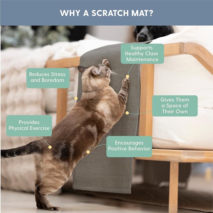 The Cat Ladies Cat Scratch Furniture Protector Mat - Couch Protector from Claws - Anti Scratch Furniture Protectors from Cats Scratching - Sisal Scratcher Pad with Pocket - Grey - Image 6