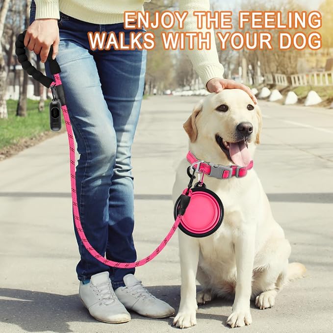BARKBAY Dog Leashes for Large Dogs Heavy Duty Dog Leash 4/5/6 FT with Comfortable Padded Handle and Highly Reflective Threads for Medium Large Dogs Walking Training Running (4FT-1/2'',Pink) - Image 7