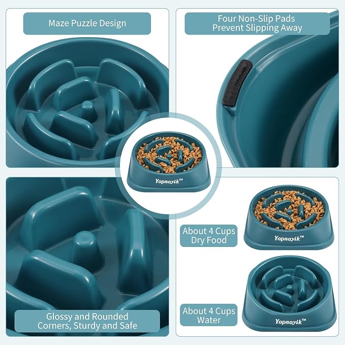 Slow Feeder Dog Bowls for Large Dogs | Non-Slip Base, Anti-Choking Design, Reduces Bloating & Overeating, Easy to Clean, 4 Cups - Image 3