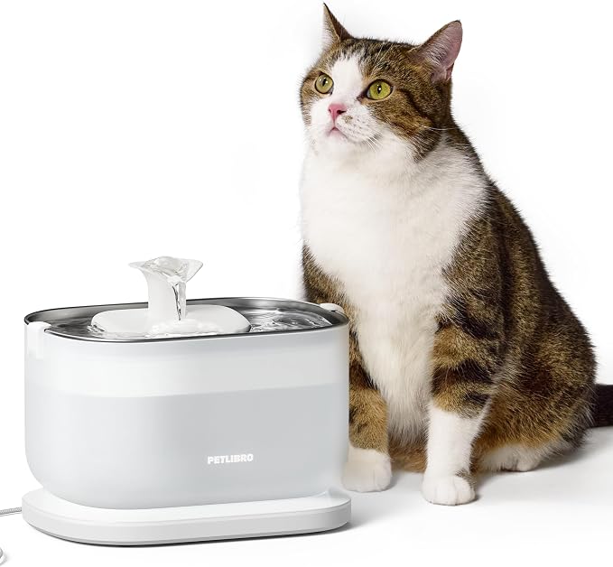 PETLIBRO Cat Water Fountain, Cat Fountain Indoor Stainless Steel Tray, 2.5L/84oz Wireless Pump Pet Water Fountain, Cat Water Dispenser with Two Flow Modes, Pet Fountain for Drinking Easy Clean by Unknown