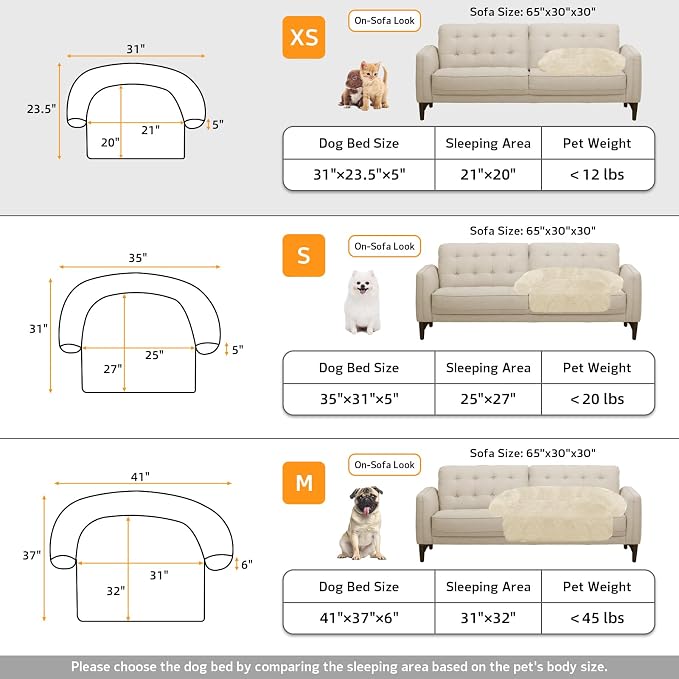Calming Dog Bed Fluffy Plush Dog Mat for Furniture Protector with Removable Washable Cover for Large Medium Small Dogs and Cats (XS (31"x23.5"x5"), Beige) - Image 5