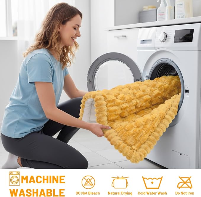 Smiry Non Slip Couch Covers for Dogs, Scratch Resistant Pet Sofa Protector | Machine Washable Soft Fuzzy Thick Furniture Cover for Sofa Loveseat Sectional Large Dogs, Mustard Yellow, 27.6" x 70.9" - Image 8