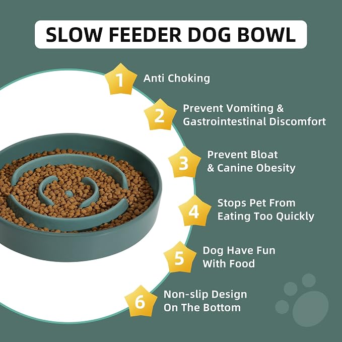 Havniva Dog Bowls Slow Feeder, Ceramic Slow Feeder Dog Bowls for Fast Eater | 1.6 Cups Dog Food Bowl Puzzle Feeder, Slow Feeding Bowls for Medium Breed, Non-Slip Base, Anti-Choking - Image 5